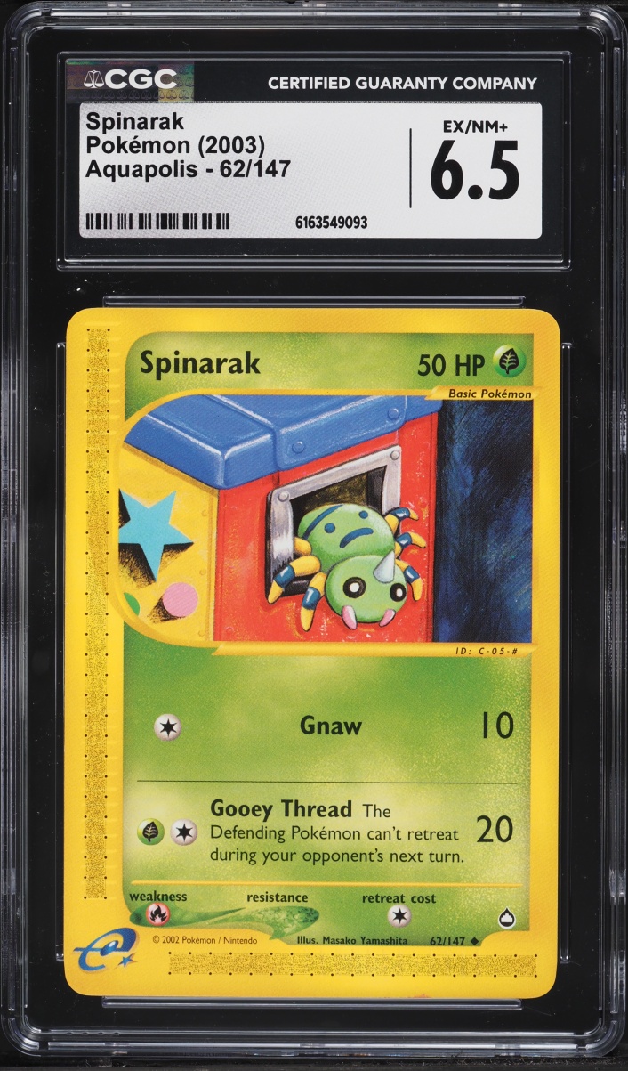 2003 Pokemon Aquapolis Spinarak #62 CGC 6.5 EXMT+