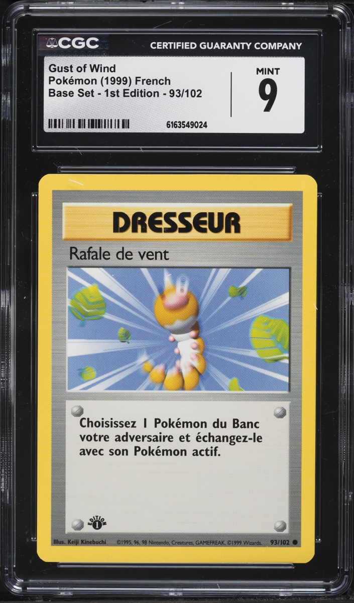1999 Pokemon French Base Set 1st Edition Gust Of Wind #93 CGC 9 MINT