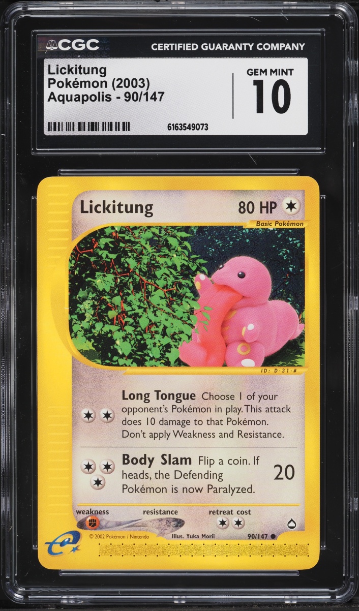 2003 Pokemon Aquapolis Lickitung #90 CGC 10 GEM MINT