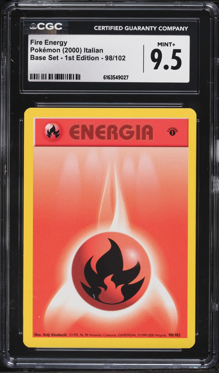 2000 Pokemon Italian Base Set 1st Edition Fire Energy #98 CGC 9.5 MINT+