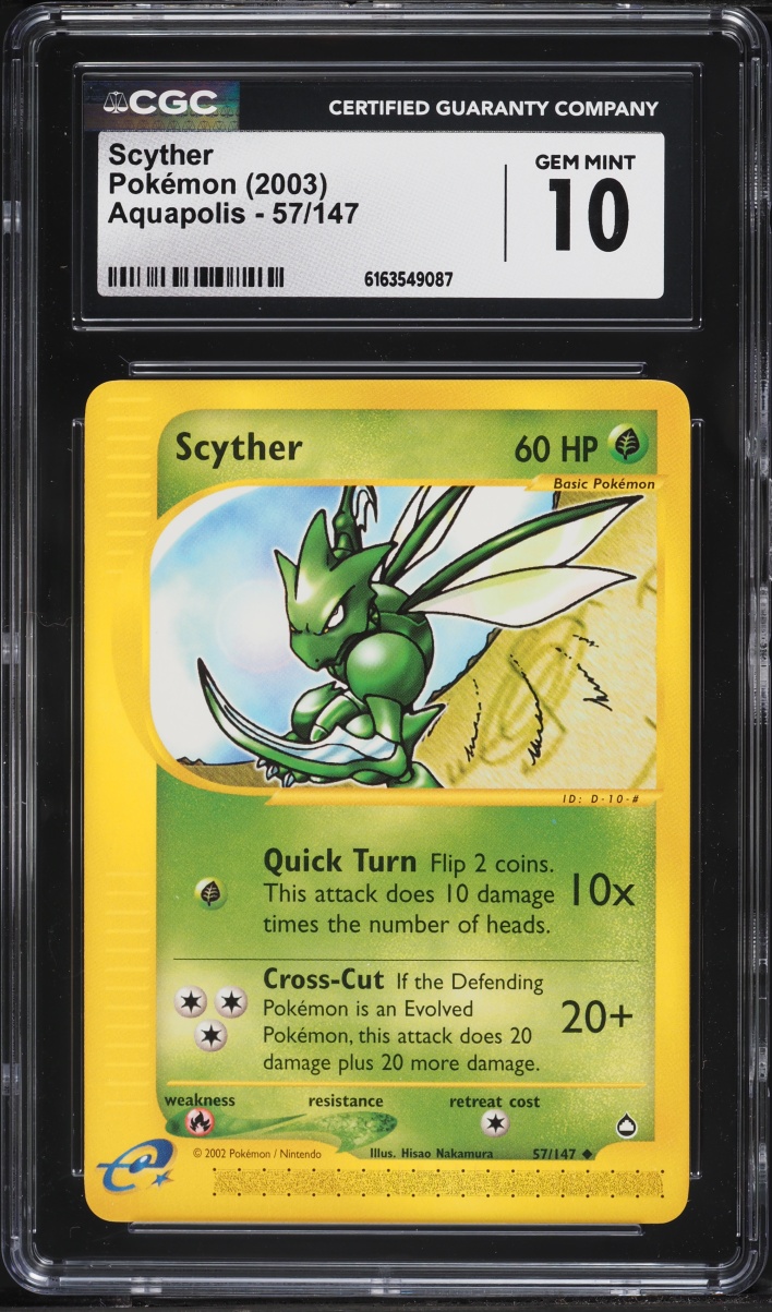 2003 Pokemon Aquapolis Scyther #57 CGC 10 GEM MINT