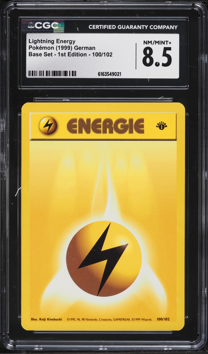 1999 Pokemon German Base Set 1st Edition Lightning Energy #100 CGC 8.5 NM-MT+