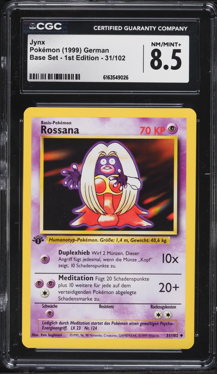 1999 Pokemon German Base Set 1st Edition Jynx #31 CGC 8.5 NM-MT+
