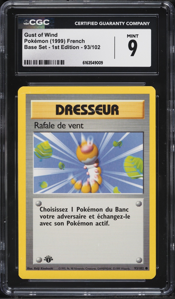1999 Pokemon French Base Set 1st Edition Gust Of Wind #93 CGC 9 MINT