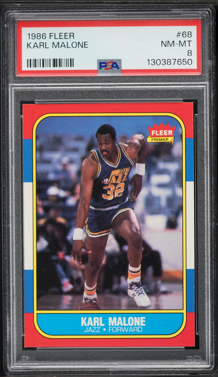 1986 Fleer Basketball Karl Malone ROOKIE #68 PSA 8 NM-MT