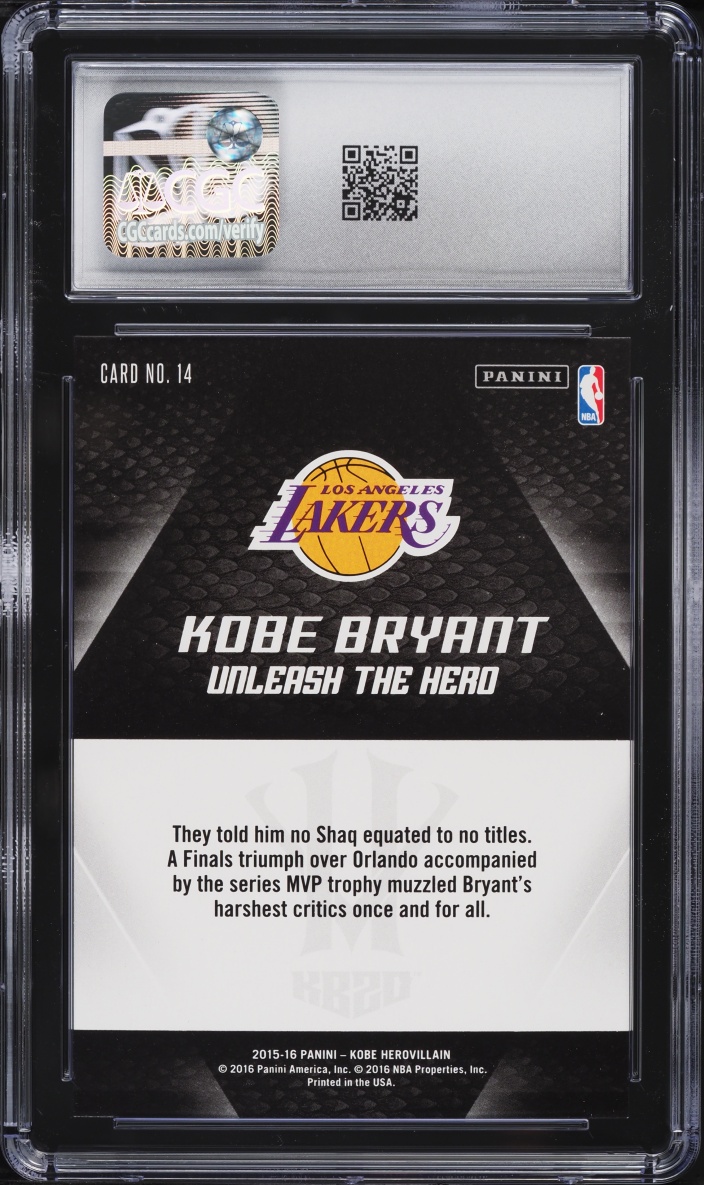 2015 Panini HeroVillain KB20 Unleash The Hero Kobe Bryant #14 CGC 10 GEM MINT