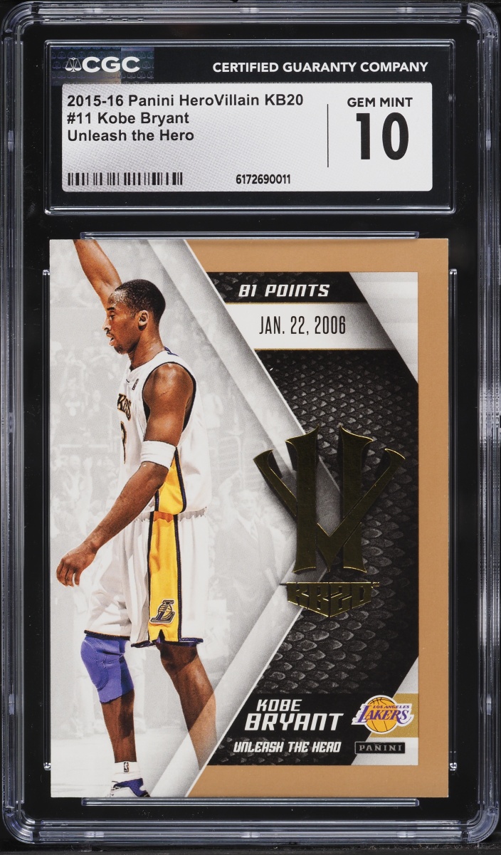 2015 Panini HeroVillain KB20 Unleash The Hero Kobe Bryant #11 CGC 10 GEM MINT