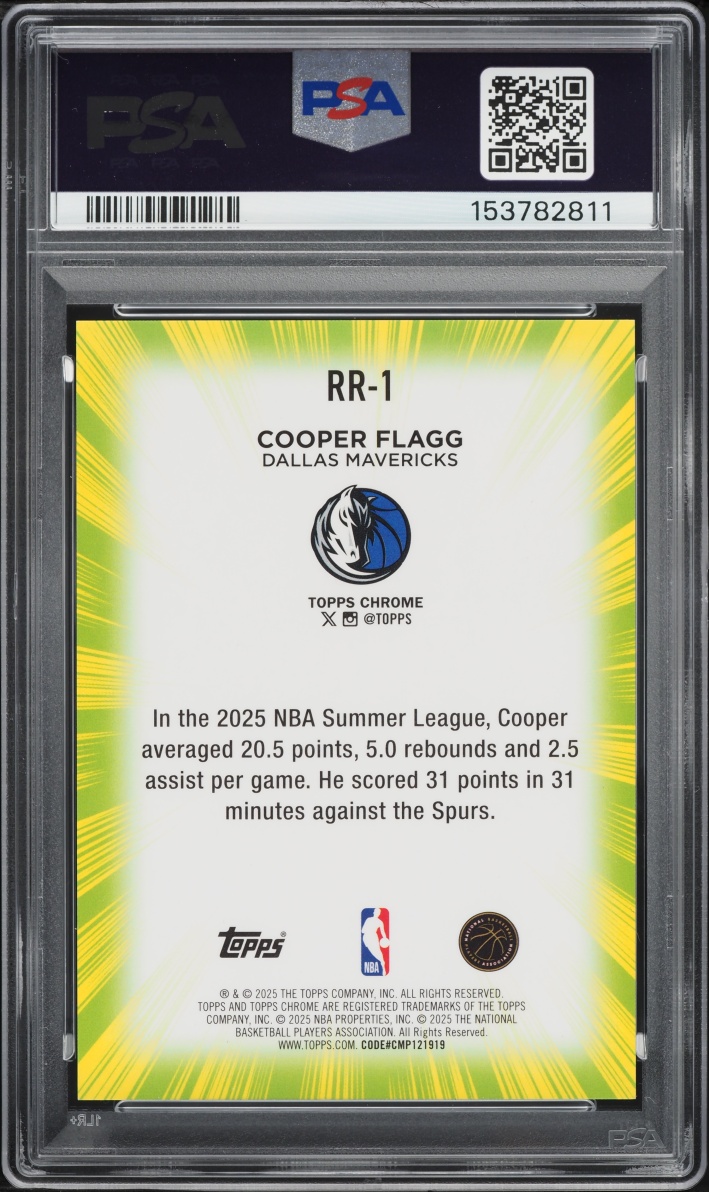 2025 Topps Chrome Radiating Cooper Flagg ROOKIE #RR-1 PSA 10 GEM MINT
