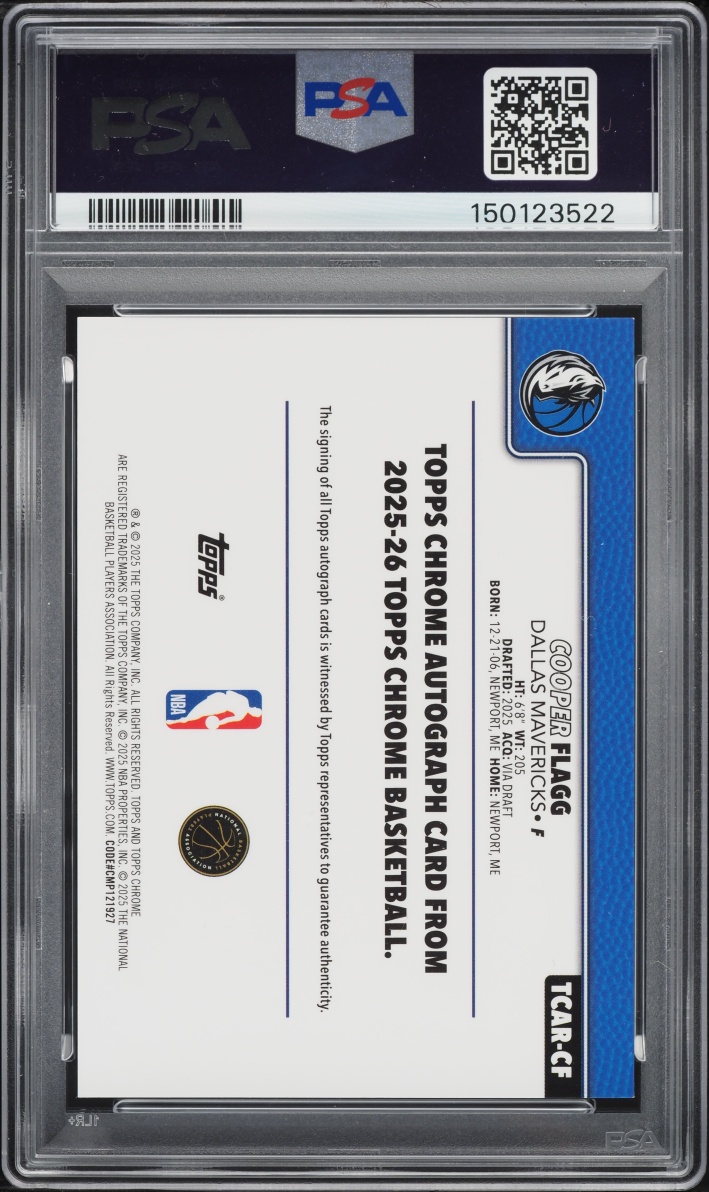 2025 Topps Chrome Cooper Flagg ROOKIE AUTO DNA 10 #TCAR-CF PSA 9 MINT