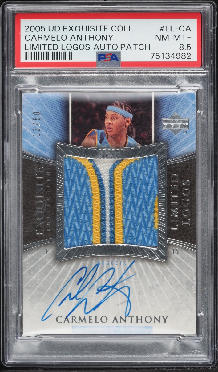 2005 Exquisite Collection Limited Logos Carmelo Anthony PATCH AUTO /50 #LL-CA PSA 8.5 NM-MT+