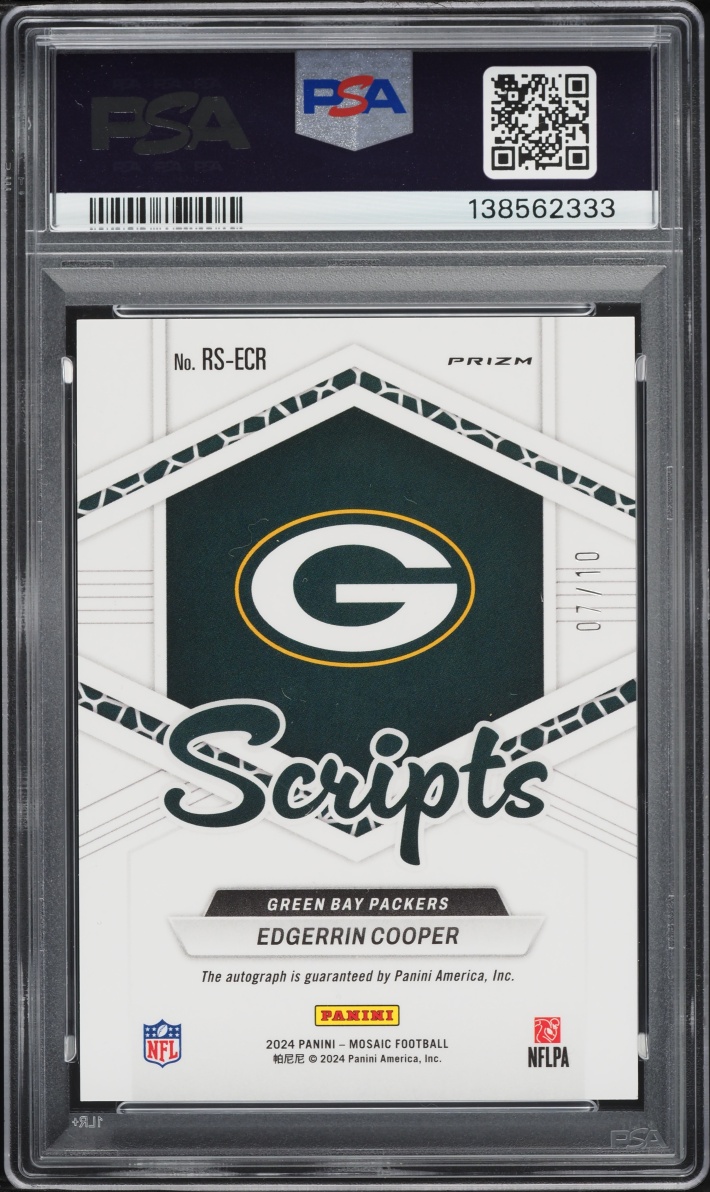 2024 Panini Mosaic Scripts Gold Edgerrin Cooper ROOKIE AUTO /10 #RS-ECR PSA 9 MINT
