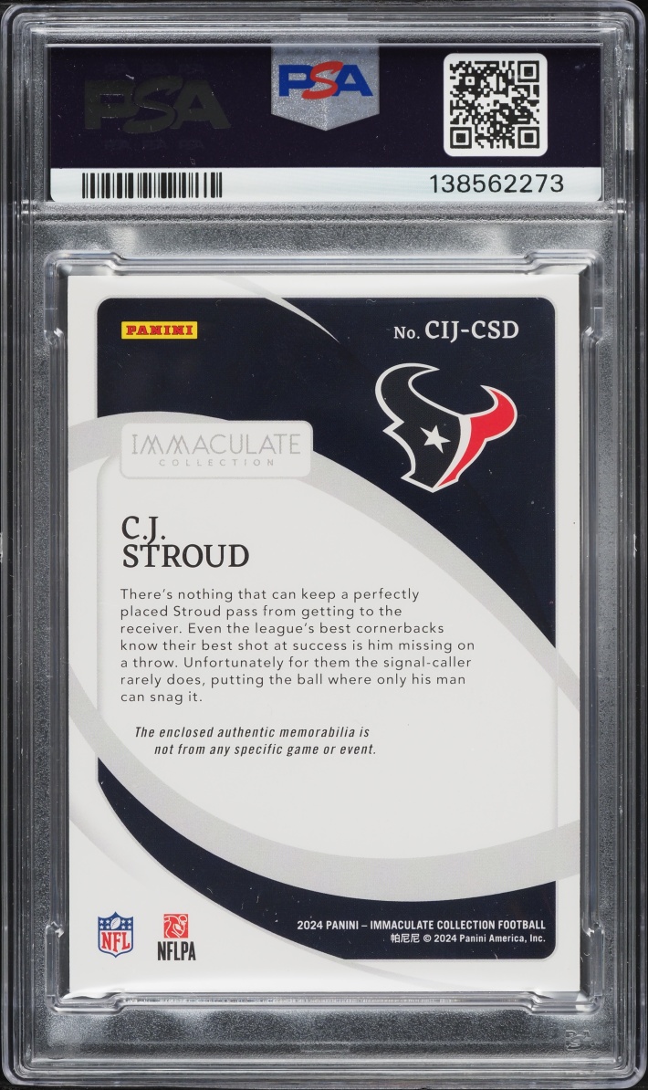 2024 Immaculate Collection Clearly Prime C.J. Stroud PATCH /10 #CIJ-CSD PSA 8 NM-MT