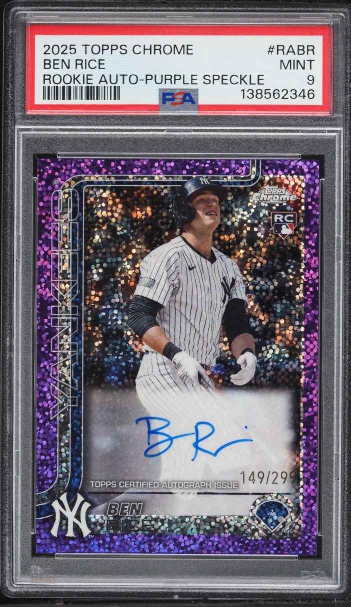 2025 Topps Chrome Purple Speckle Ben Rice ROOKIE AUTO /299 #RA-BR PSA 9 MINT