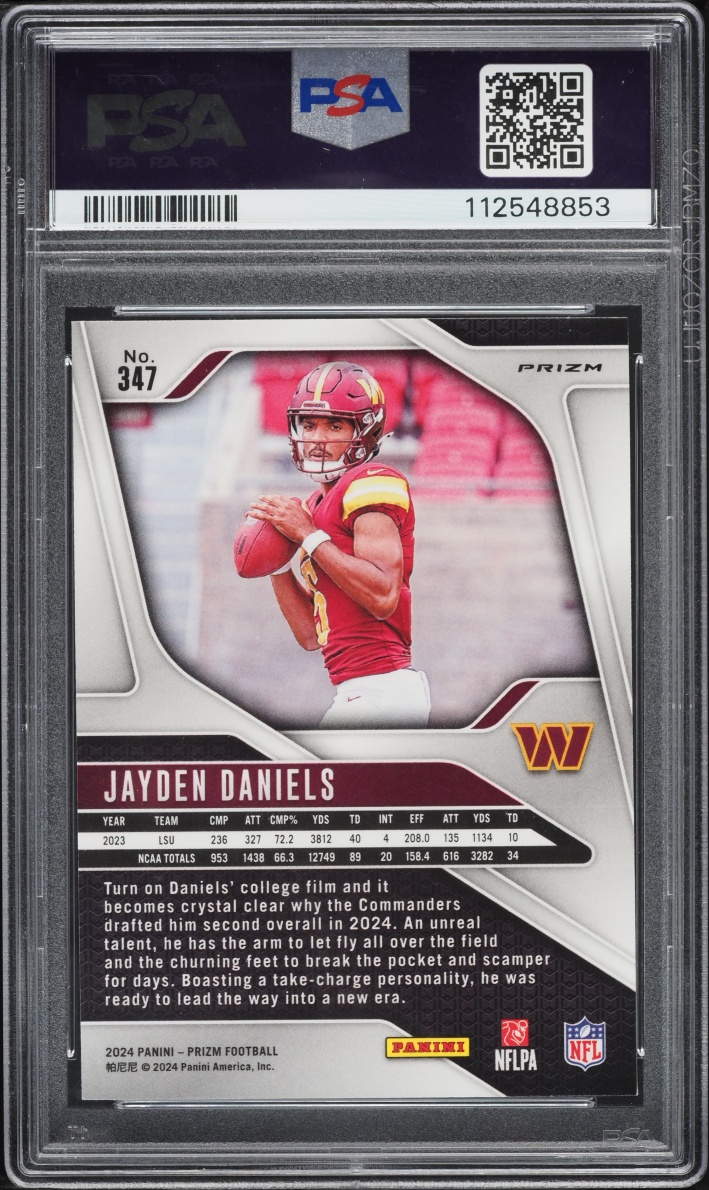 2024 Panini Prizm Lazer Jayden Daniels ROOKIE #347 PSA 9 MINT