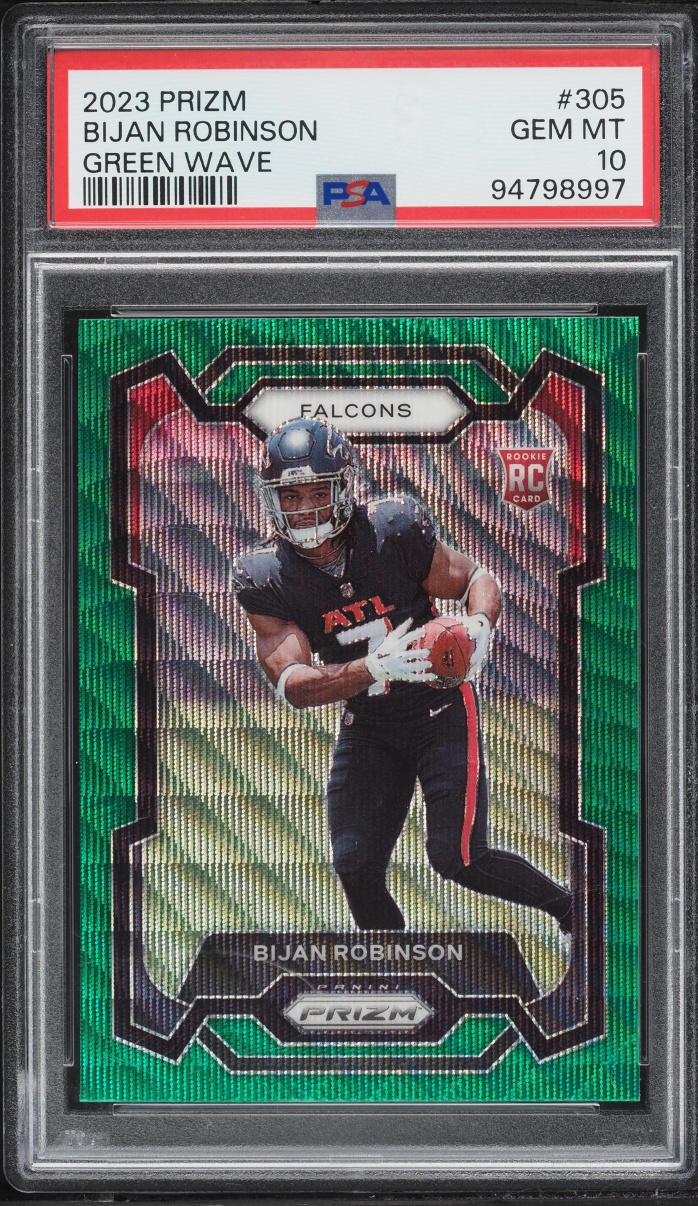 2023 Panini Prizm Green Wave Bijan Robinson ROOKIE #305 PSA 10 GEM MINT