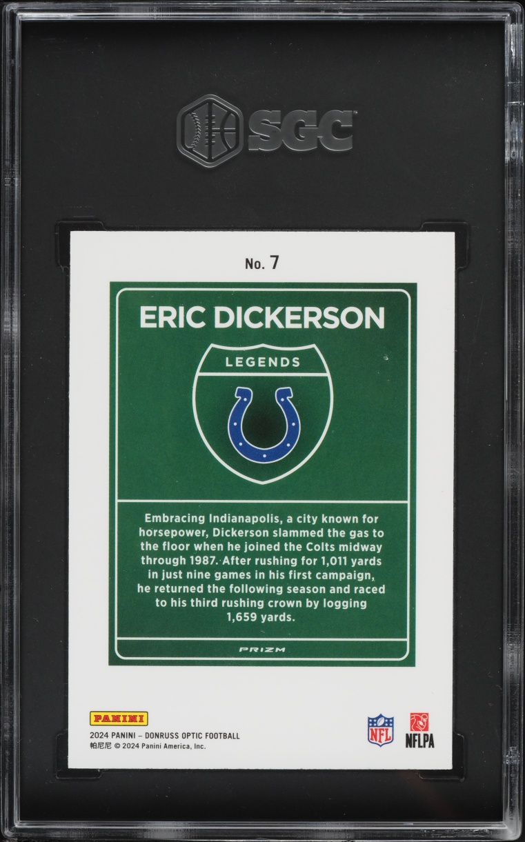 2024 Donruss Optic Downtown Legends Eric Dickerson #7 SGC 10 GEM MINT