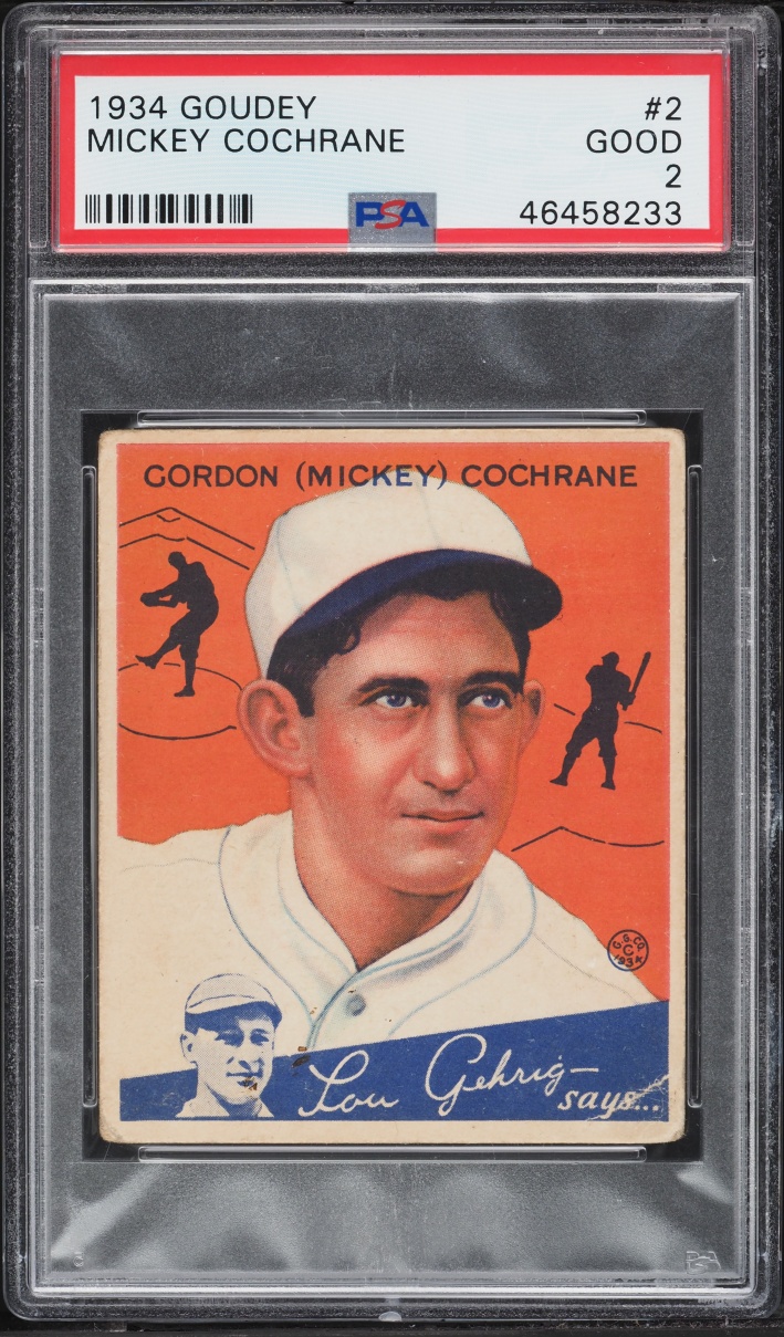1934 Goudey Mickey Cochrane #2 PSA 2 GD