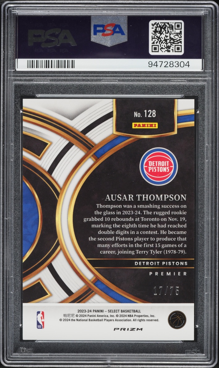 2023 Select Premier White Disco Ausar Thompson ROOKIE /75 #128 PSA 10 GEM MINT