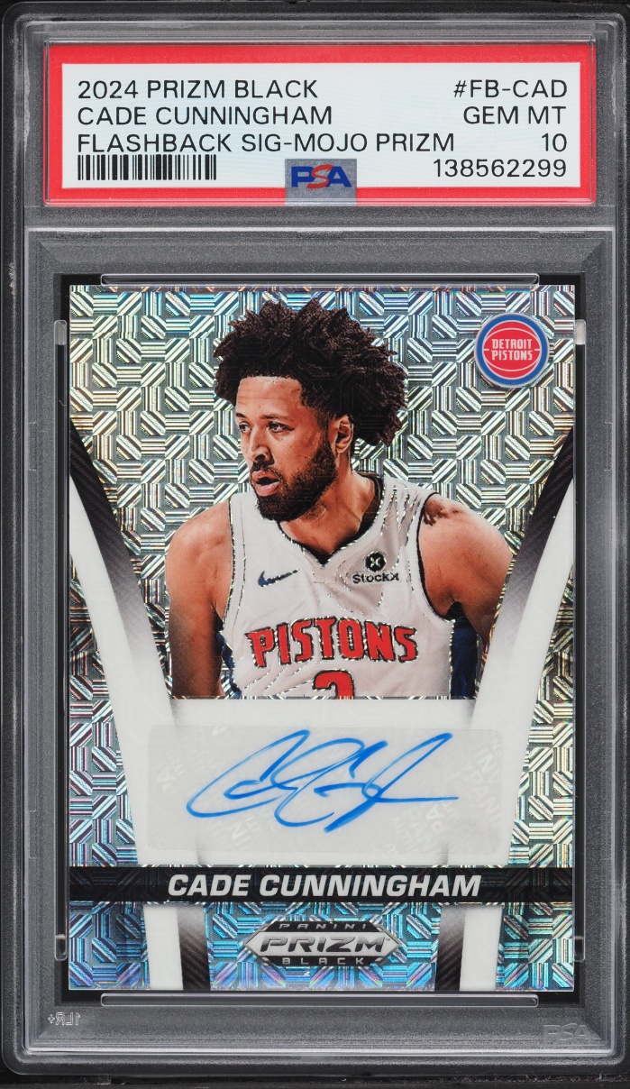 2024 Panini Prizm Black Flashback Mojo Cade Cunningham AUTO /25 #FB-CAD PSA 10 GEM MINT