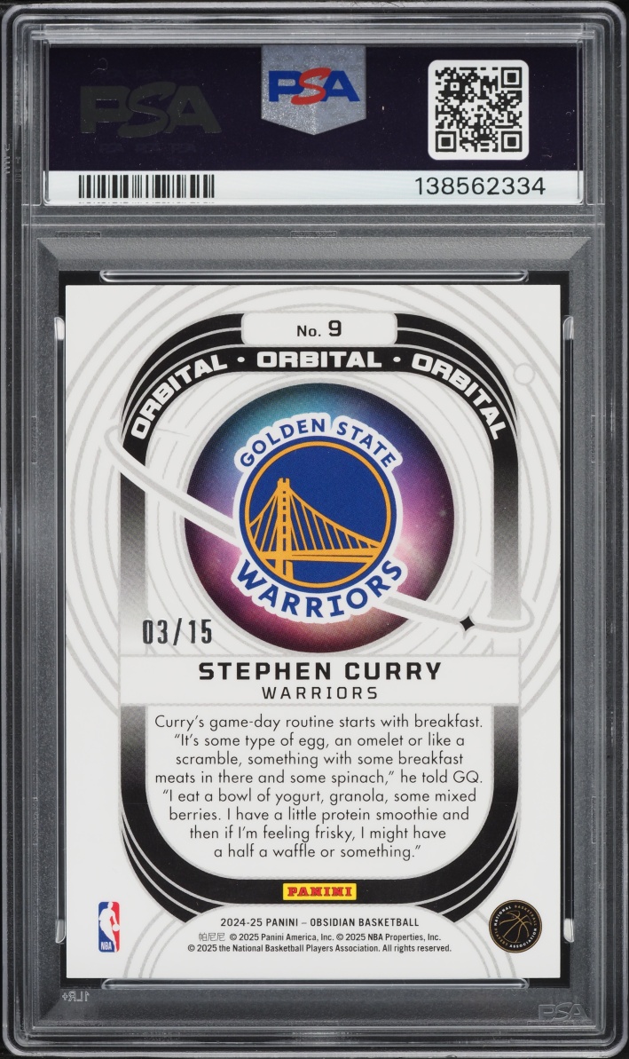 2024 Panini Obsidian Orbital Hot Springs Stephen Curry /15 #9 PSA 10 GEM MINT