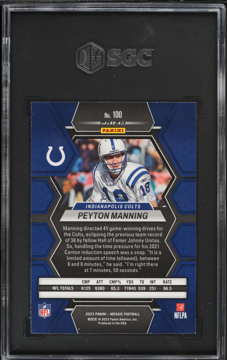 2023 Panini Mosaic Genesis Prizm Peyton Manning #100 SGC 10 GEM MINT