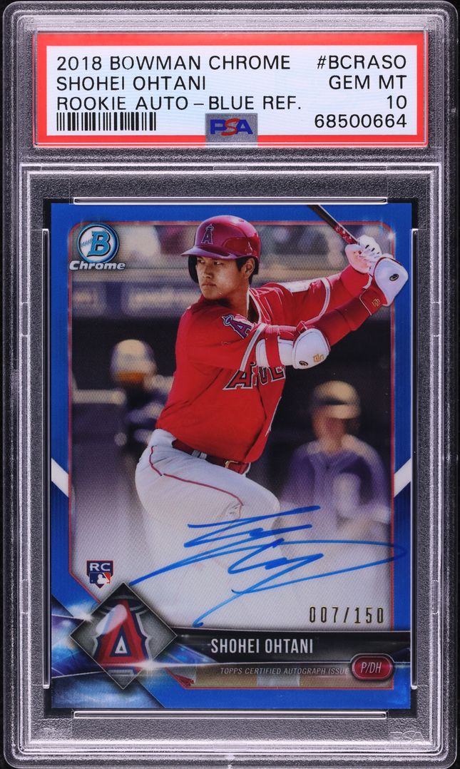2018 Bowman Chrome Blue Refractor Shohei Ohtani ROOKIE AUTO /150