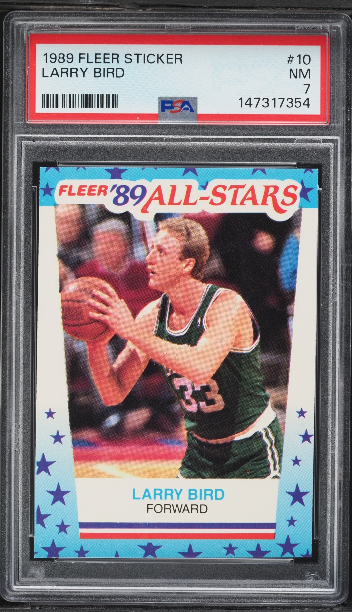 1989 Fleer Sticker Larry Bird #10 PSA 7 NRMT