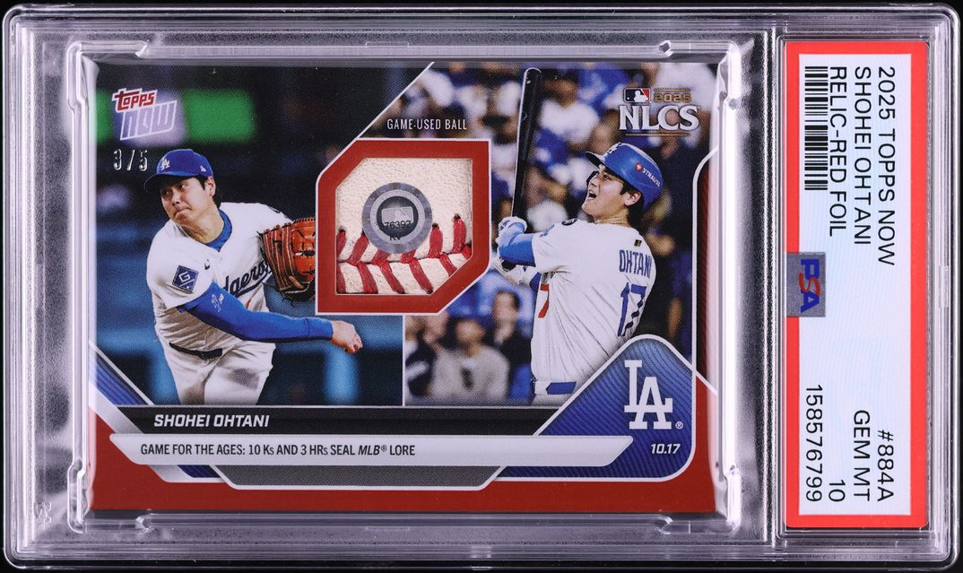 2025 Topps Now Red Foil Shohei Ohtani RELIC /5 #884A PSA 10 GEM MINT