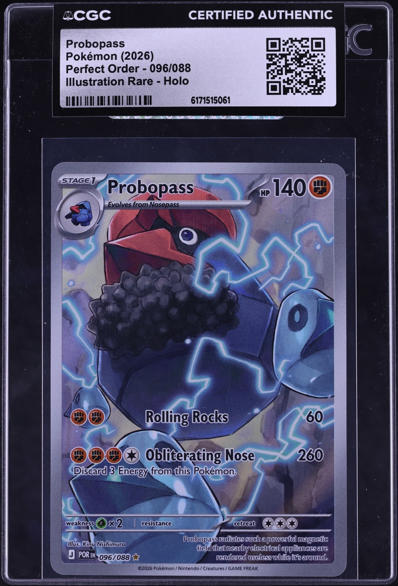 2026 Pokemon Mega Evolution Perfect Order IR Probopass #96 CGC AUTH