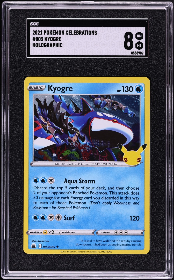 2021 Pokemon Sword & Shield Celebrations Holo Kyogre #3 SGC 8 NM-MT