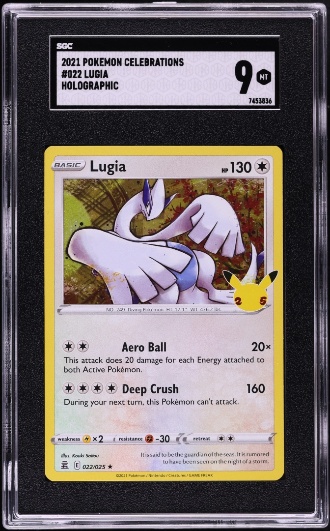 2021 Pokemon Sword & Shield Celebrations Holo Lugia #22 SGC 9 MINT