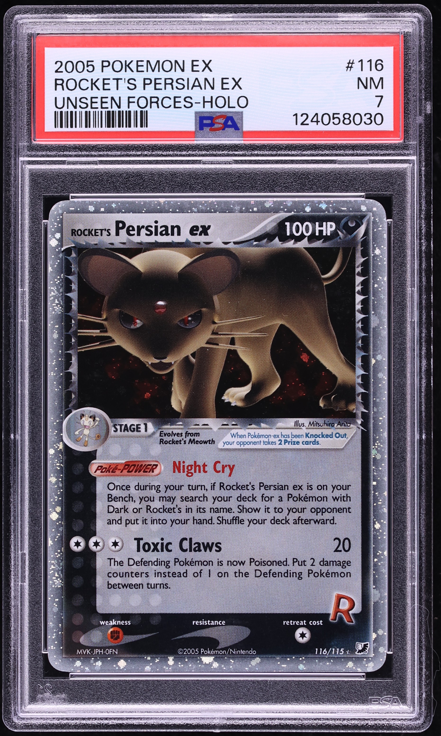 2005 Pokemon EX Unseen Forces Holo Rocket's Persian EX #116 PSA 7 NRMT
