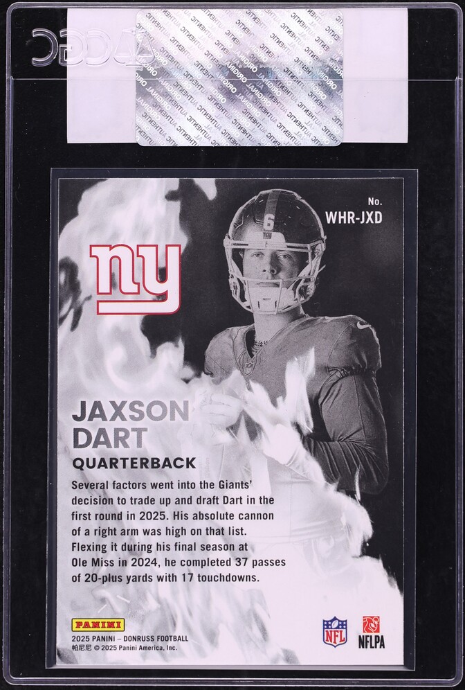 2025 Donruss White Hot Jaxson Dart ROOKIE #WHR-JXD CGC AUTH