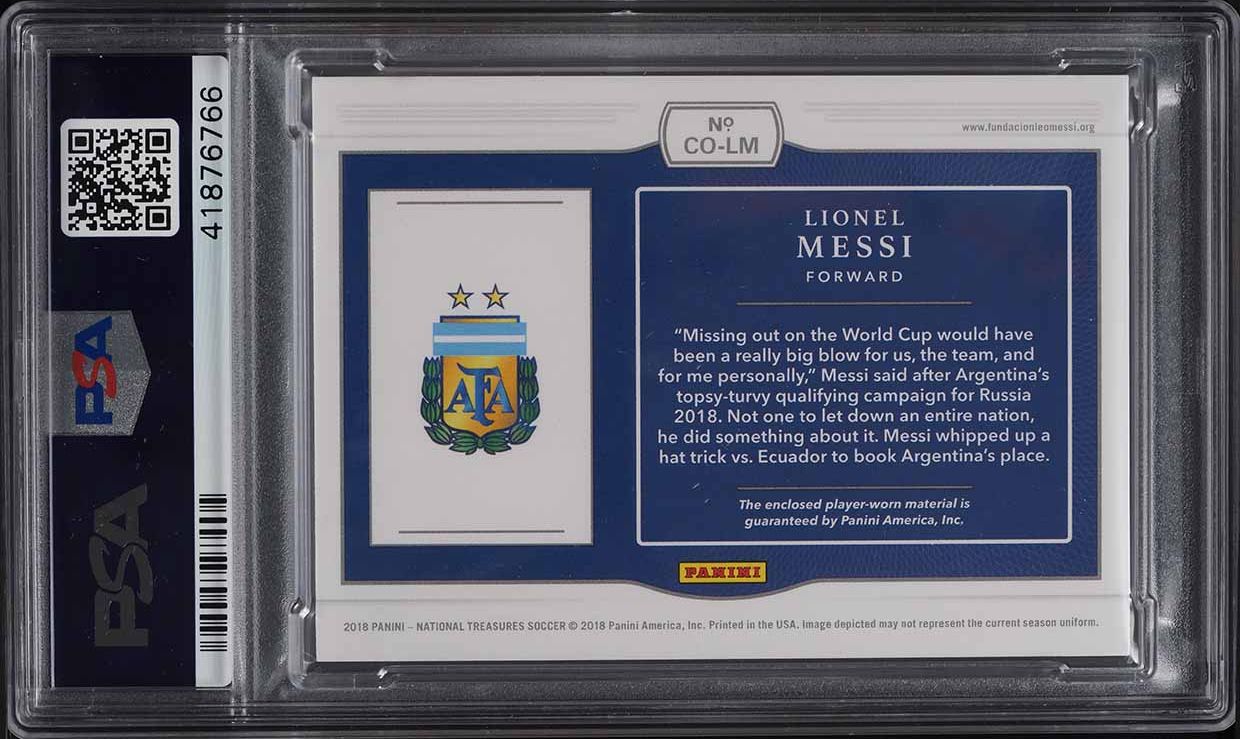 2018 National Treasures Colossal Lionel Messi PATCH /99 #CO-LM PSA 10 GEM MINT