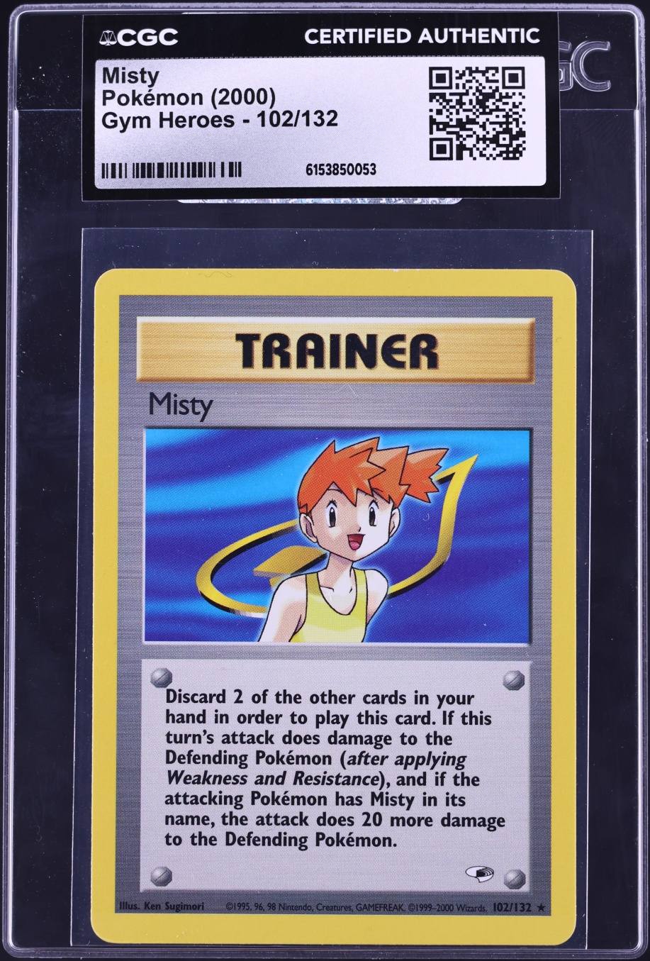 2000 Pokemon Gym Heroes Misty #102 CGC AUTH