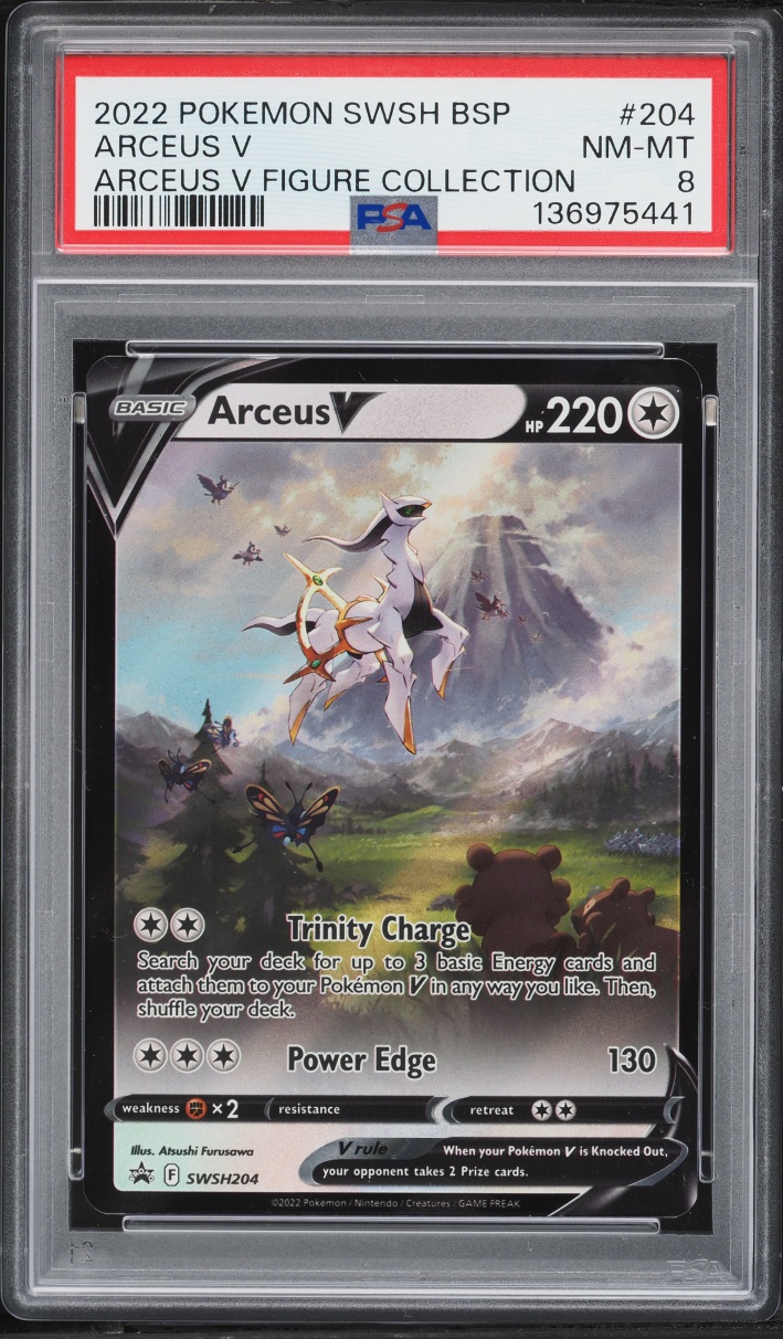 2022 Pokemon Sword & Shield Promo Figure Collection Holo Arceus V #204 PSA 8 NM-MT