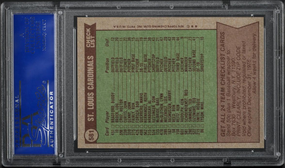 1976 Topps Cardinals Team #581 PSA 10 GEM MINT