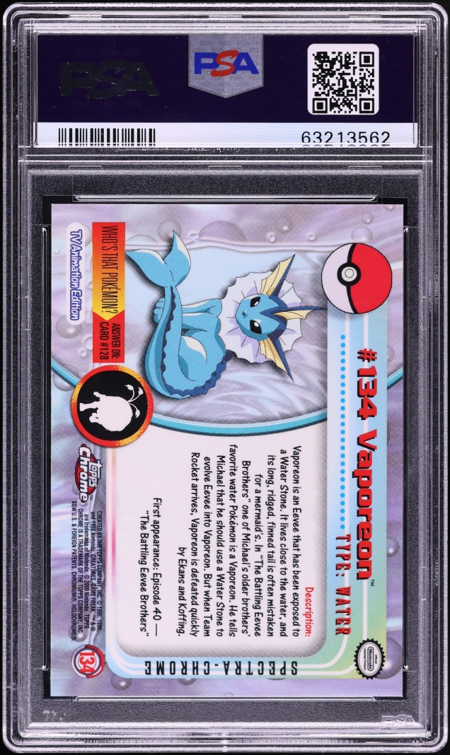 2000 Topps Chrome Pokemon Series 2 Spectra Vaporeon #134 PSA 10 GEM MINT
