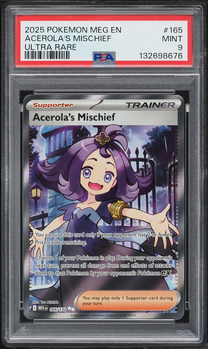 2025 Pokemon Mega Evolution Full Art Acerola's Mischief #165 PSA 9 MINT