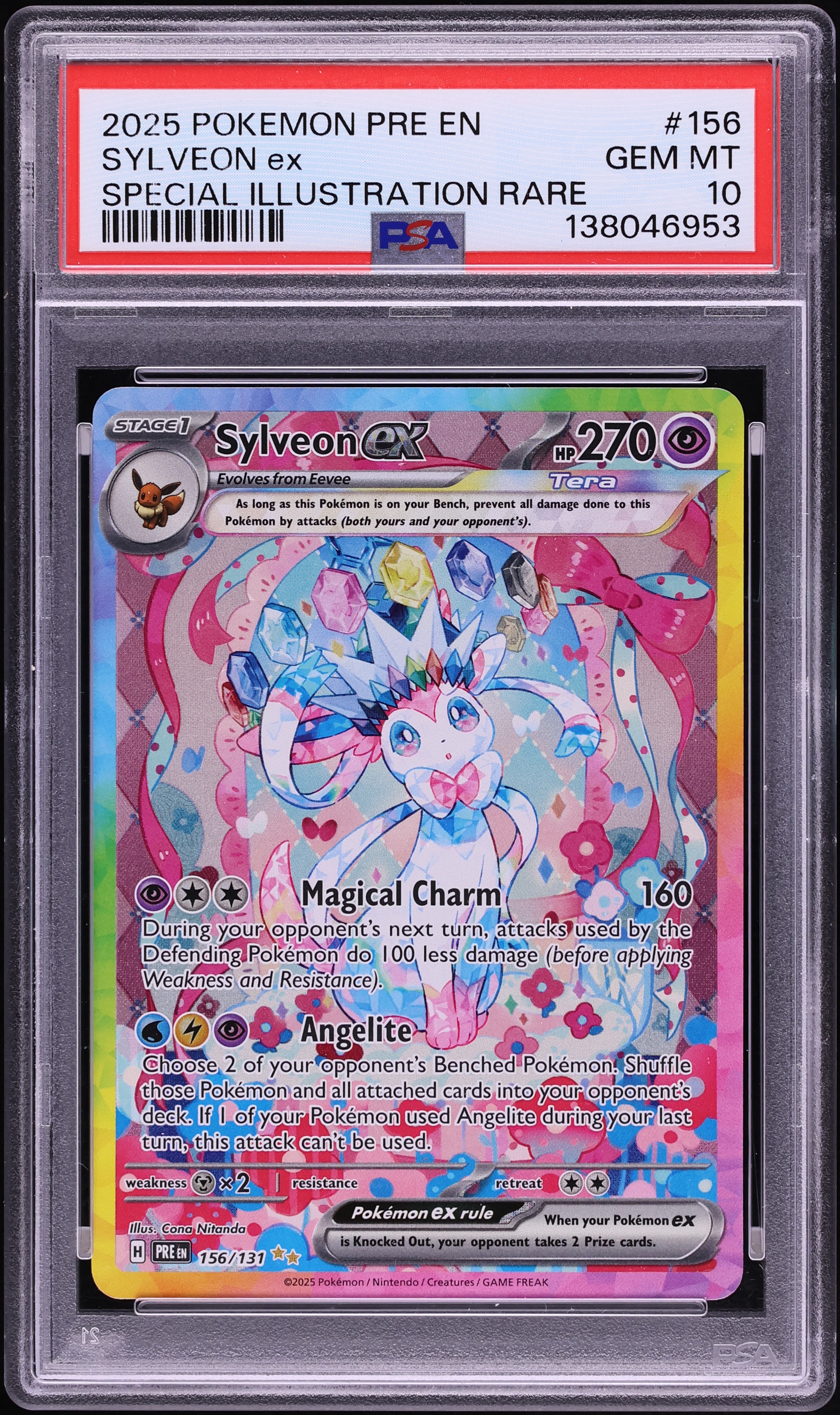 2025 Pokemon Scarlet & Violet Prismatic Evolutions SIR Sylveon EX #156 PSA 10 GEM MINT