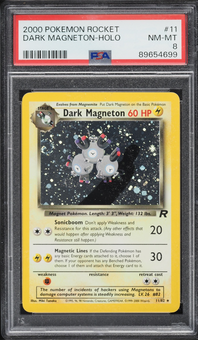 2000 Pokemon Team Rocket Holo Dark Magneton #11 PSA 8 NM-MT