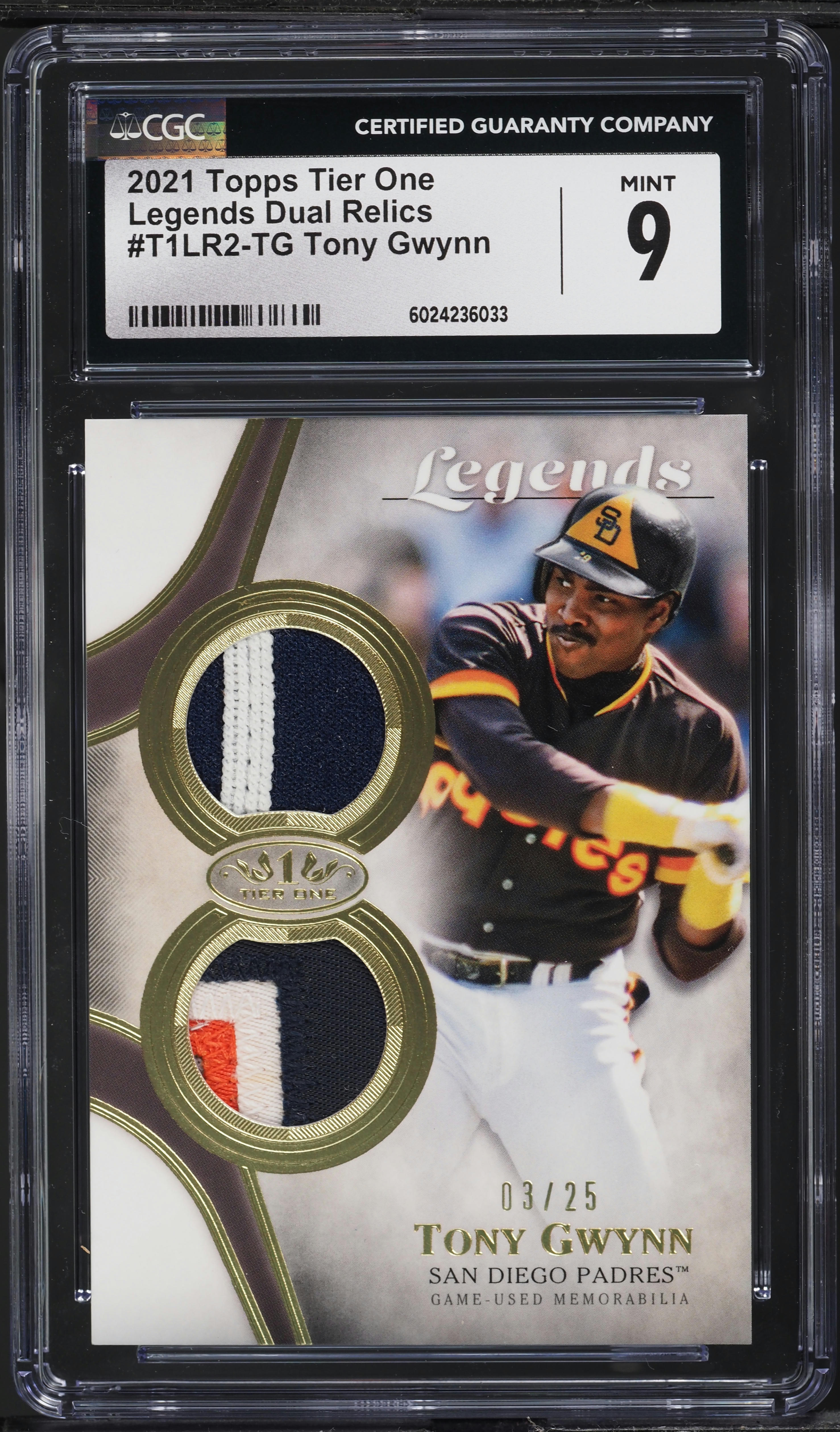 2021 Topps Tier One Legends Dual Tony Gwynn PATCH /25 #T1LR2-TG