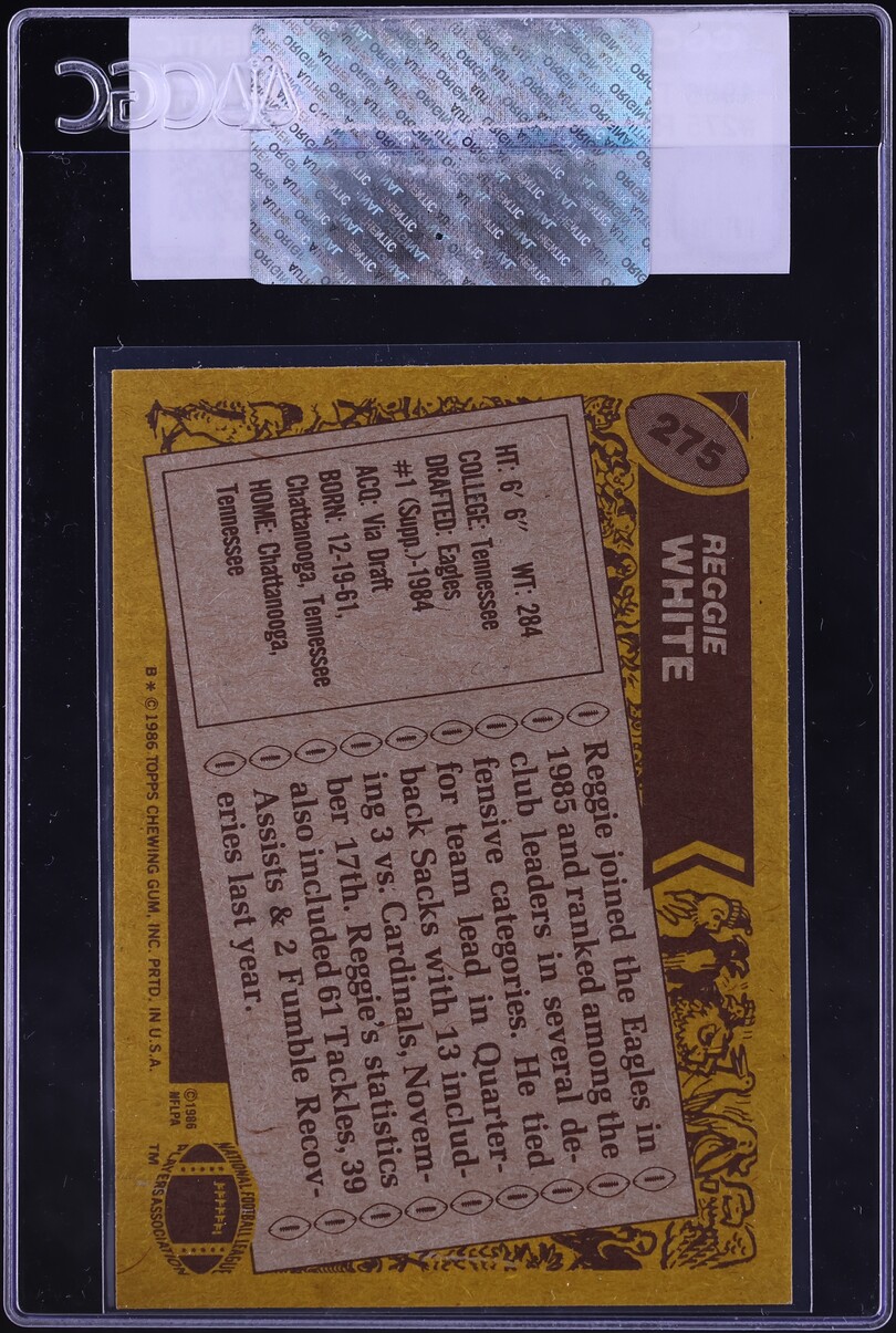 1986 Topps Football Reggie White ROOKIE #275 CGC AUTH