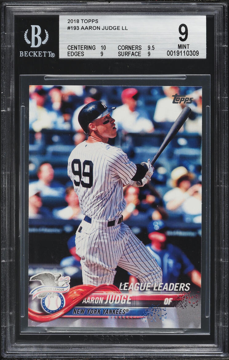 2018 Topps League Leaders Aaron Judge #193 BGS 9 MINT