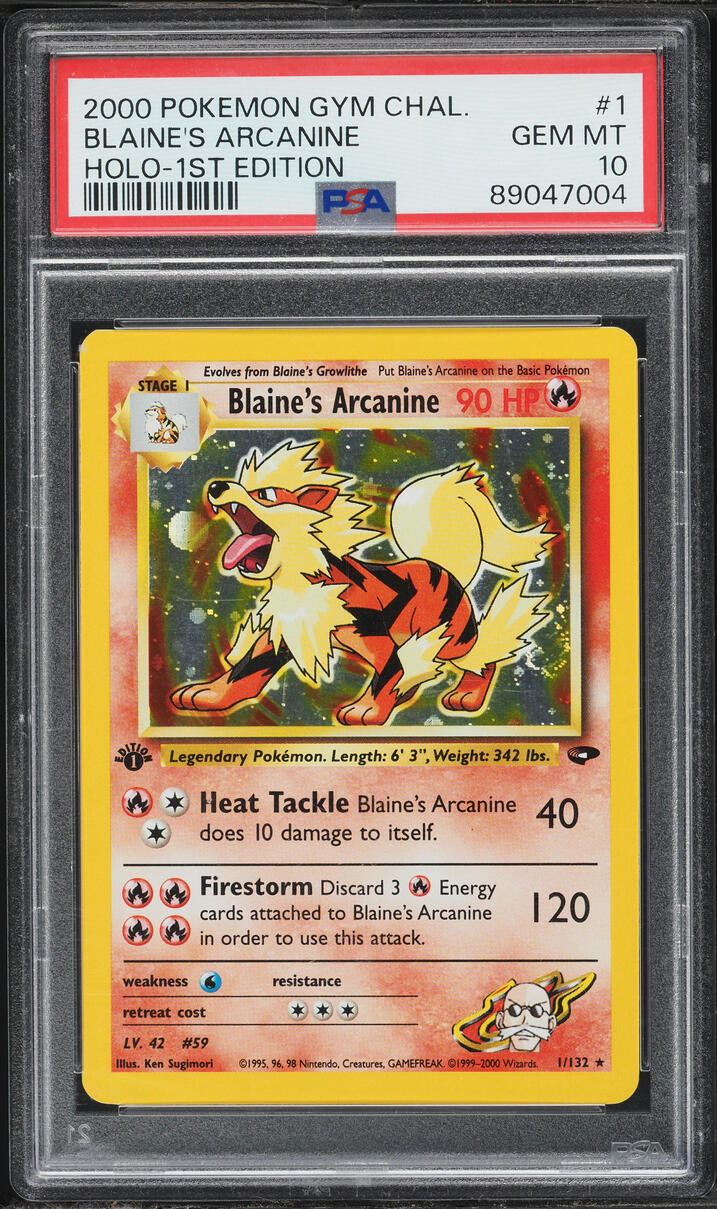 2000 Pokemon Gym Challenge 1st Edition Holo Blaine's Arcanine #1 PSA 10 GEM MINT