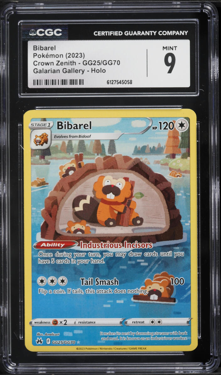 2023 Pokemon Sword & Shield Crown Zenith Galarian Gallery Alt Art Bibarel #GG25 CGC 9 MINT