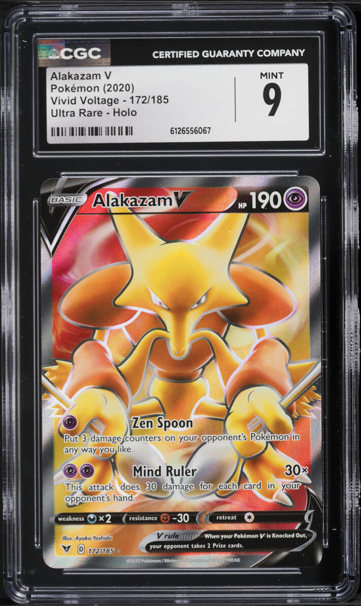2020 Pokemon Sword & Shield Vivid Voltage Full Art Alakazam V #172 CGC 9 MINT