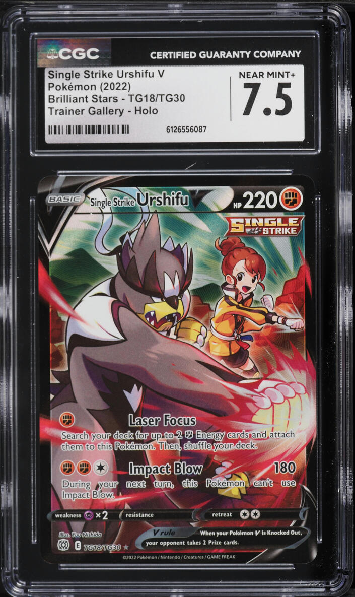 2022 Pokemon Sword & Shield Brilliant Stars CHR Single Strike Urshifu V #TG18 CGC 7.5 NRMT+