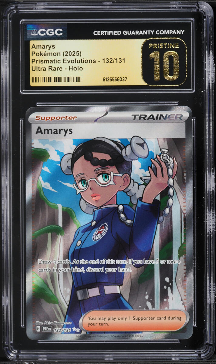 2025 Pokemon Scarlet & Violet Prismatic Evolutions Full Art Amarys #132 CGC 10 PRISTINE