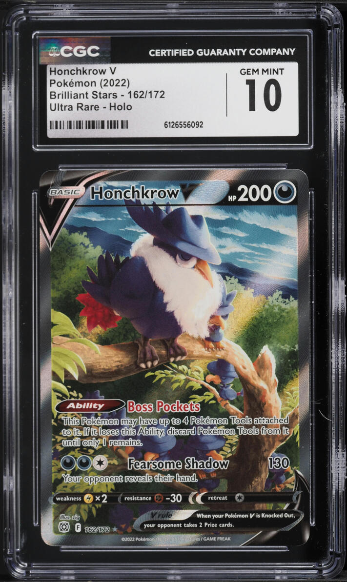 2023 Pokemon Sword & Shield Brilliant Stars Alt Art Honchkrow V #162 CGC 10 GEM MINT